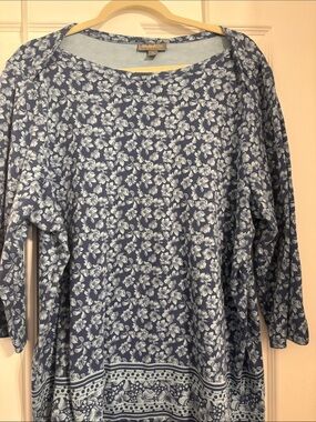 Style & Co. Navy Floral Boat-Neck Tunic Size 3X